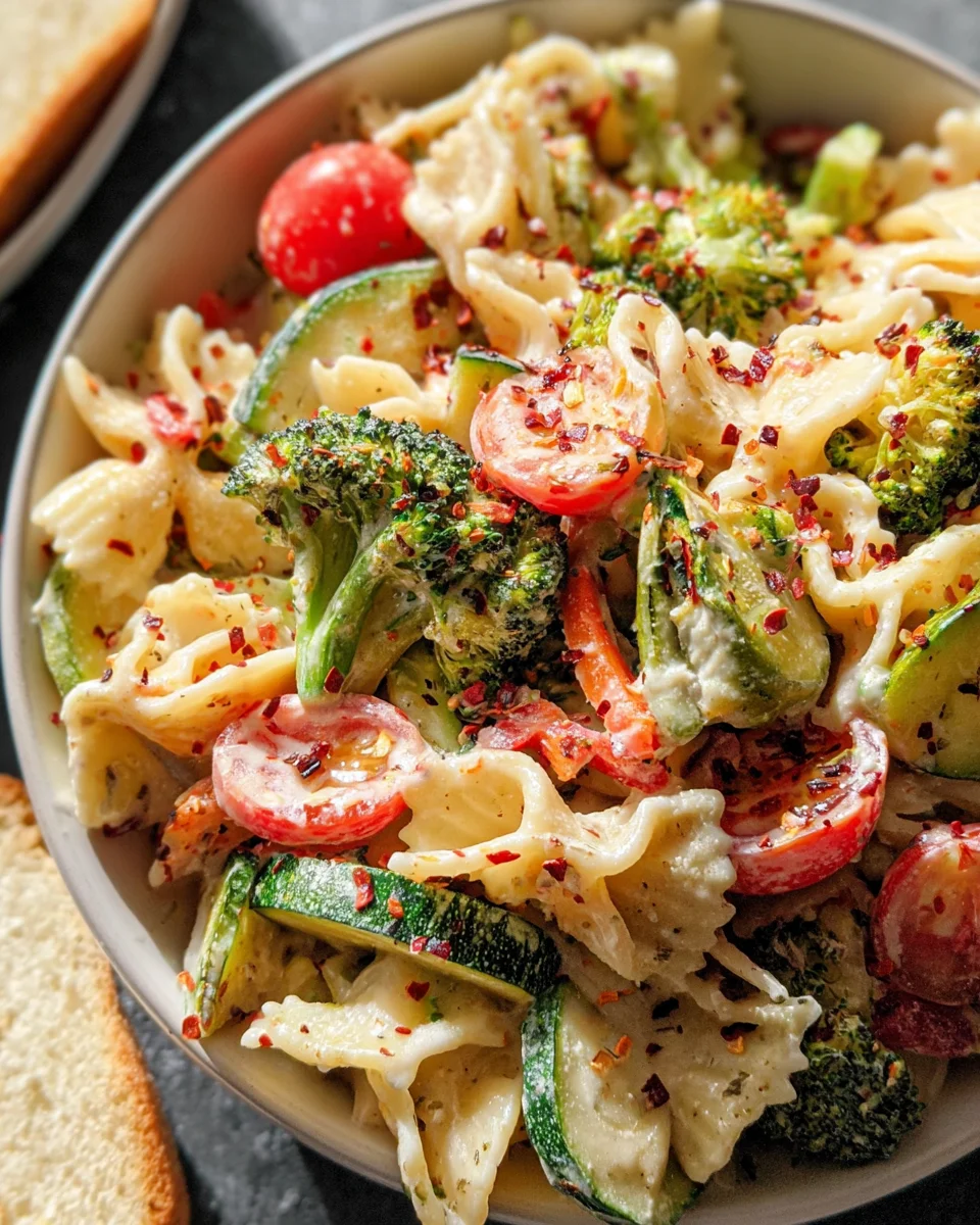 Vegan Pasta Primavera with Creamy Garlic Cashew Sauce