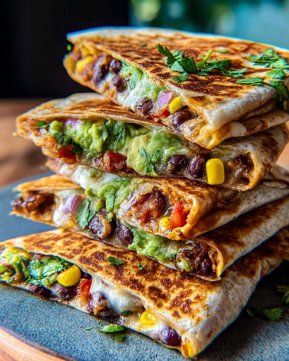 Vegan Quesadillas with Black Beans and Avocado