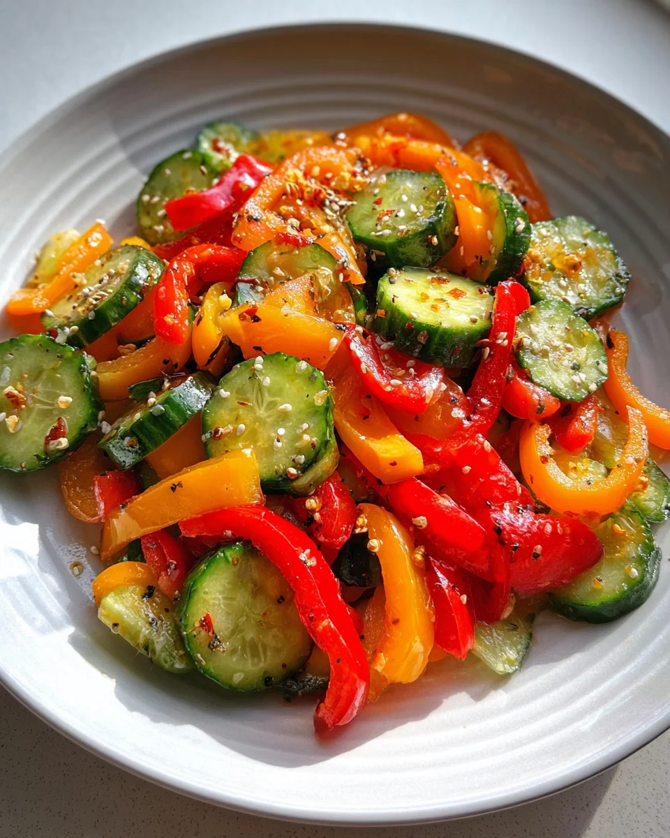 Viral TikTok Cucumber & Bell Pepper Salad