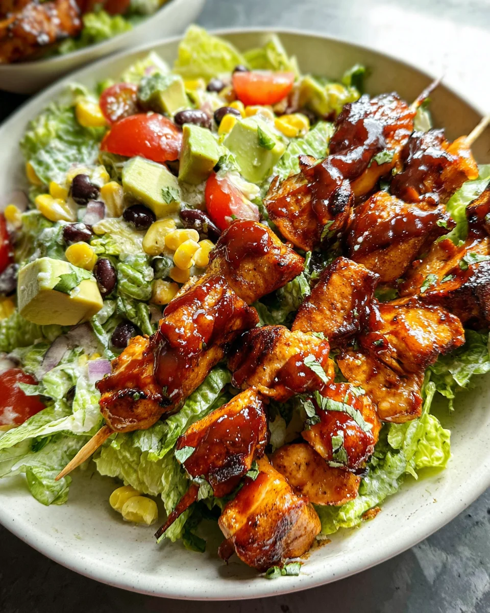 BBQ Chicken Skewer Salad