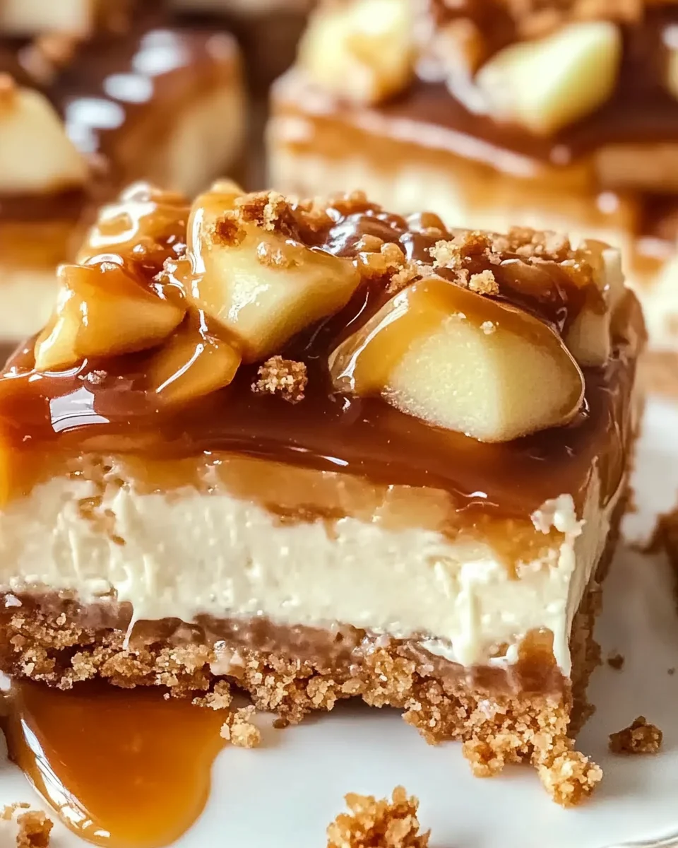 Caramel Apple Cheesecake Bars 34 Caramel