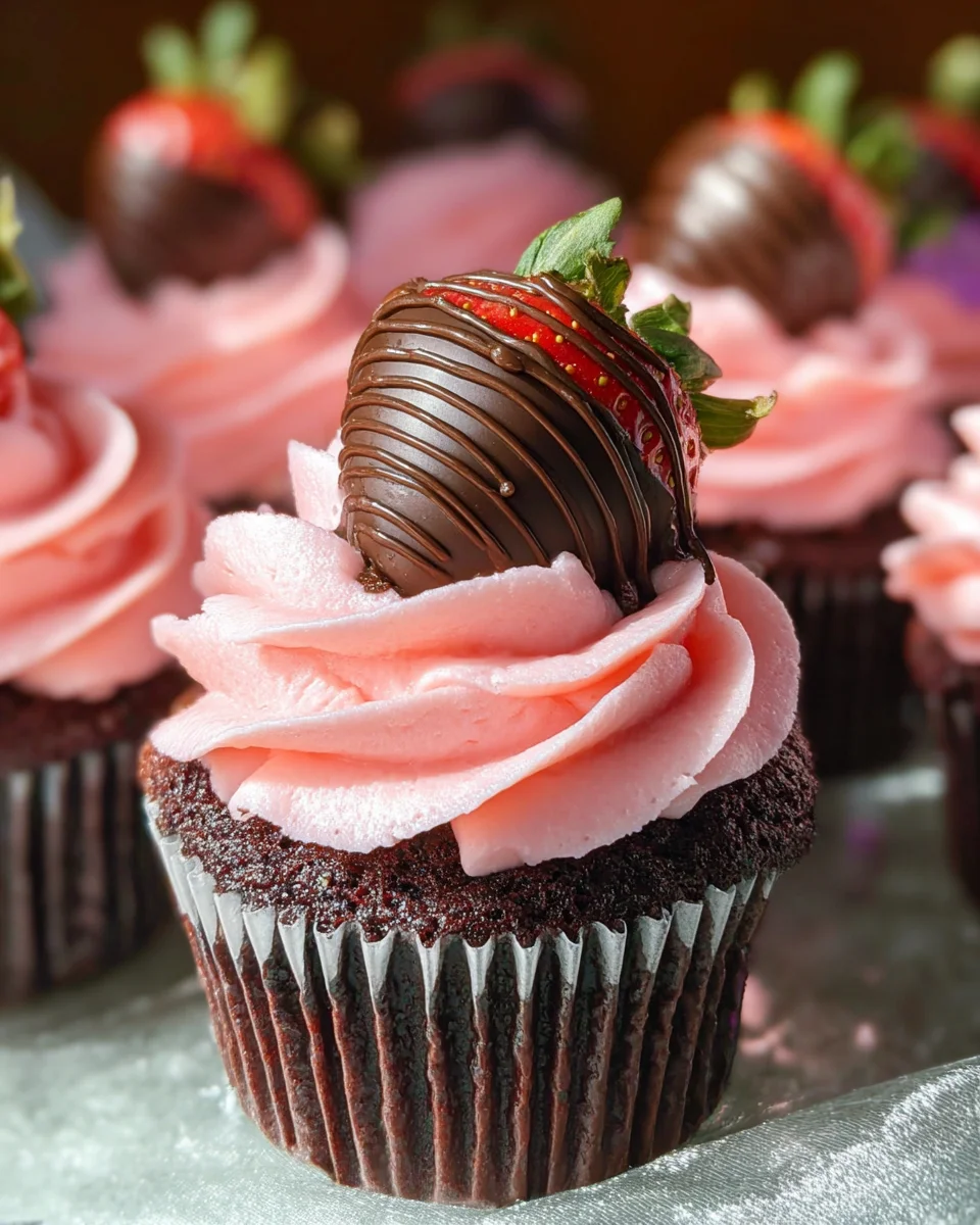 Chocolate Covered Strawberry Cupcakes