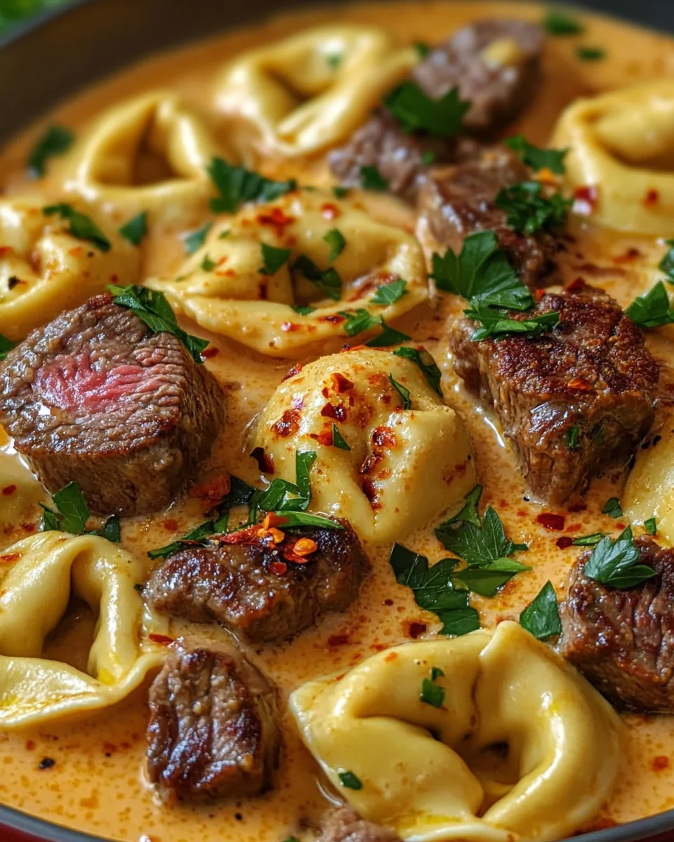 Cracked Garlic Steak Tortellini in Creamhouse Sauce Bliss