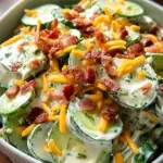 Creamy Cucumber Salad with Bacon and Cheese