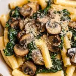 Creamy Parmesan Spinach Mushroom Pasta