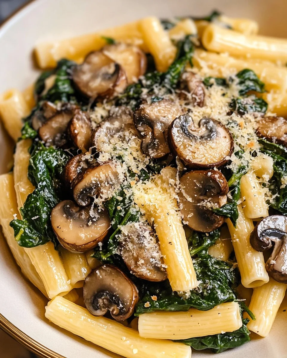 Creamy Parmesan Spinach Mushroom Pasta