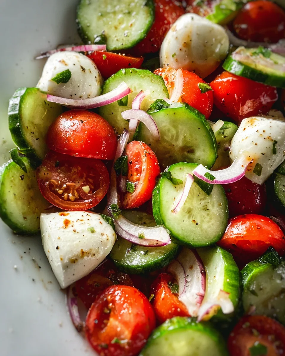 Fresh Cucumber Caprese Salad