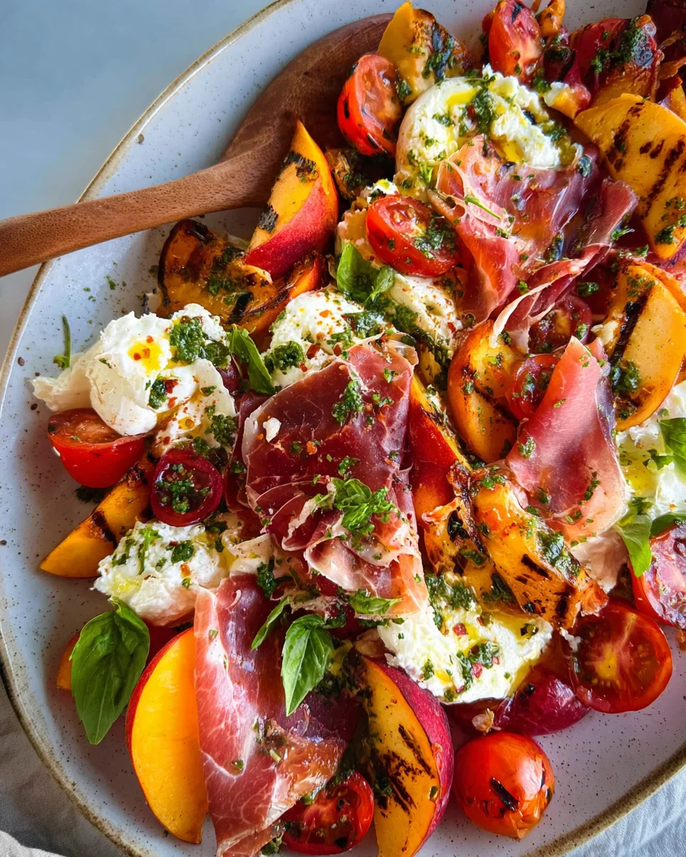 Grilled Nectarine Burrata Prosciutto Salad