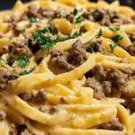 One-Pot Creamy Beef and Garlic Butter Pasta