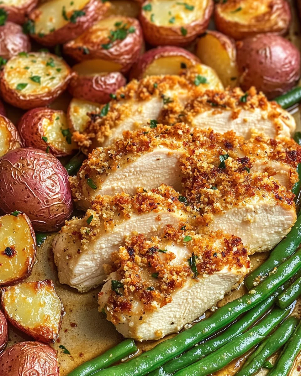 Parmesan Crusted Chicken Sheet Pan Dinner