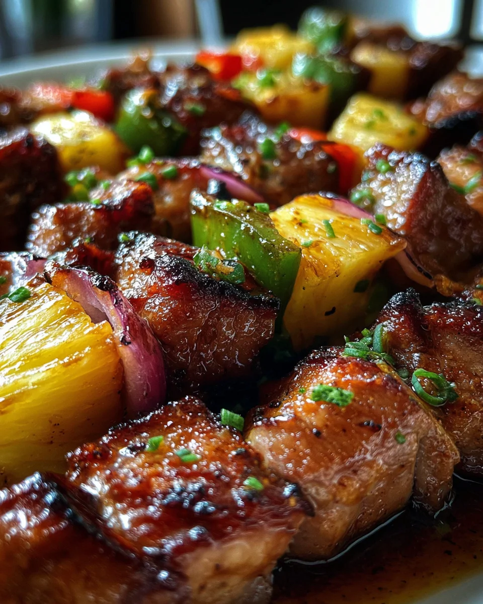Pineapple BBQ Pork Skewers