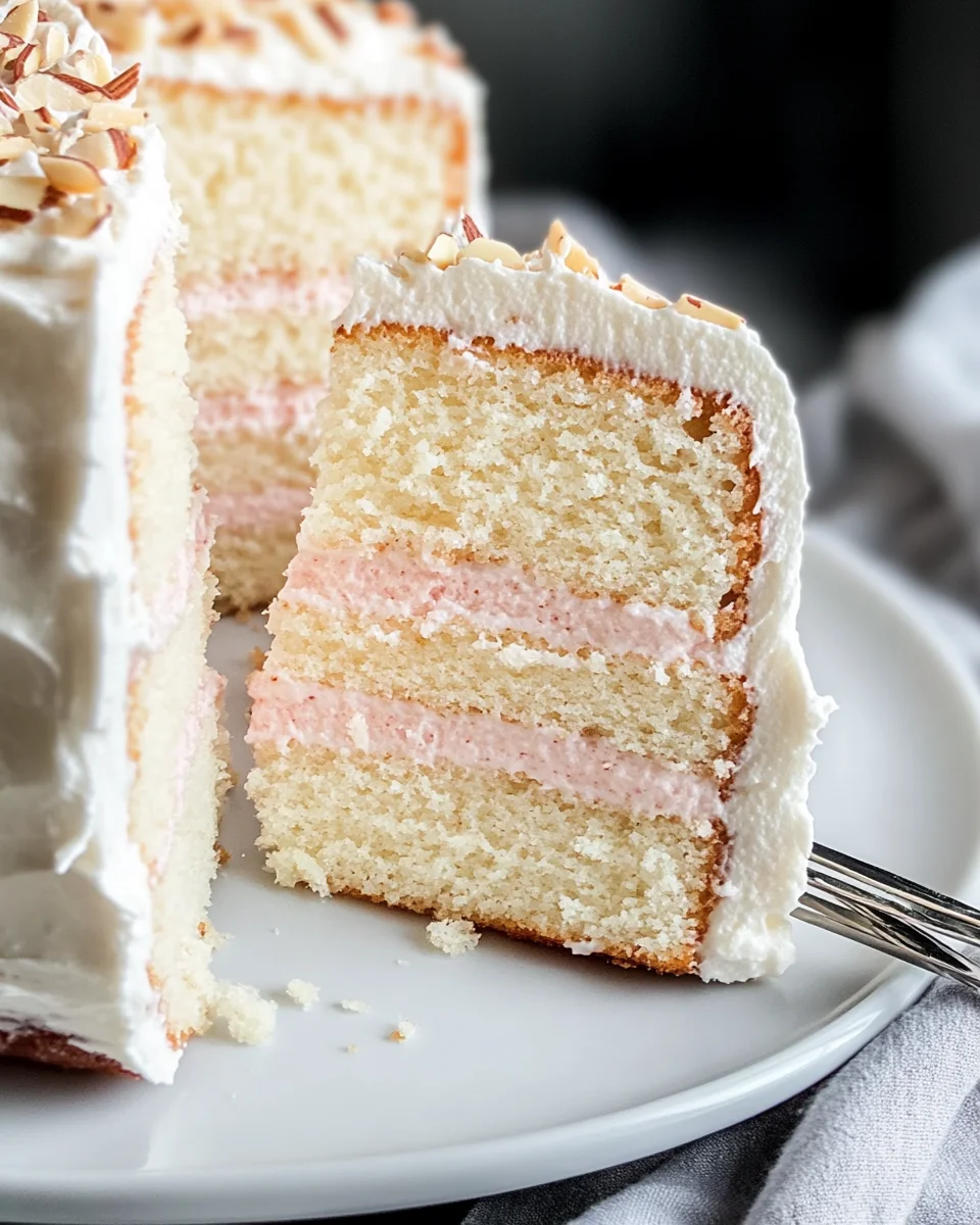 White Almond Cake with Whipped Buttercream Frosting